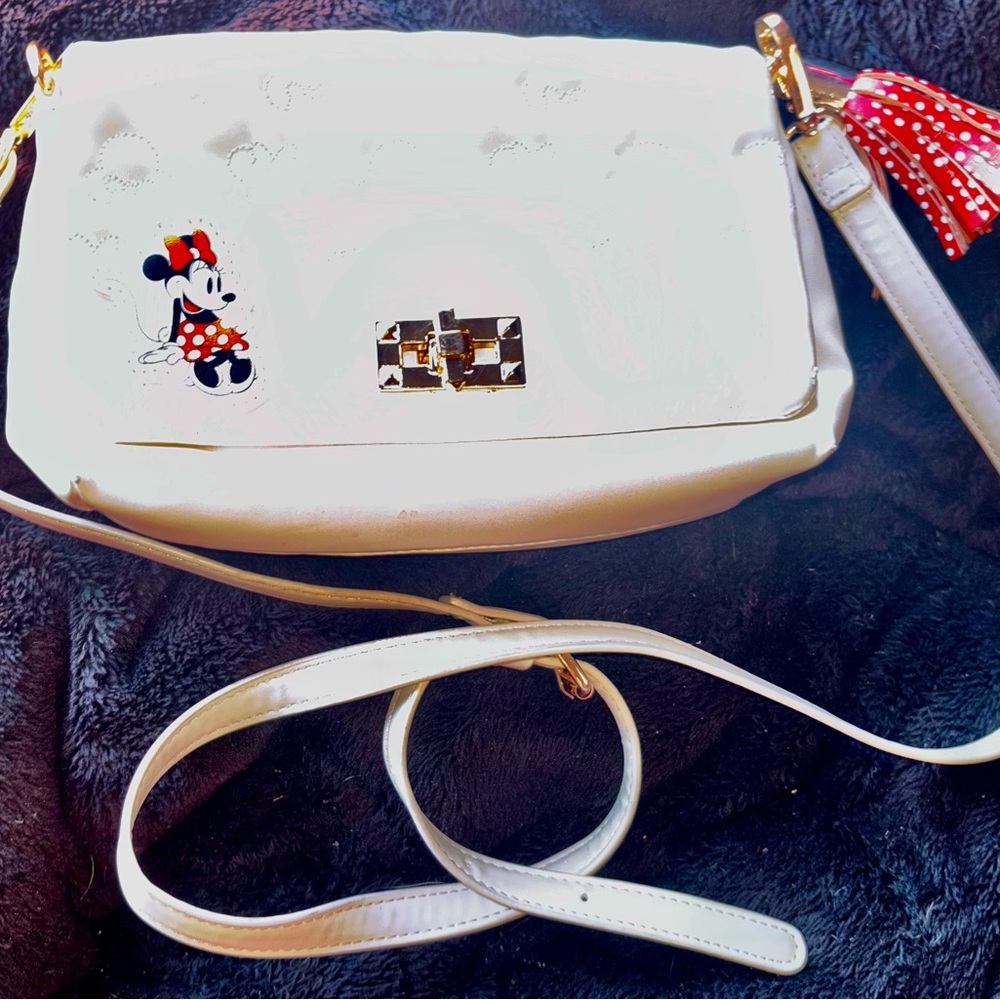 White Crossbody Bag with Disney-Inspired Embroidery